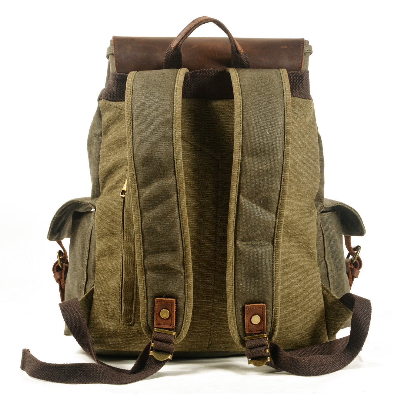 Men's Canvas Casual Backpack Trendy Computer Oil Wax Matching Hide Bag Fashion Brand